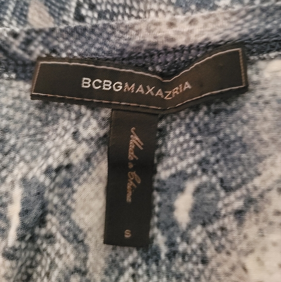 Bcbgmaxazria Blue Snakeskin Print Hera Draped Neck Sleeveless Top Size Small - Picture 11 of 12